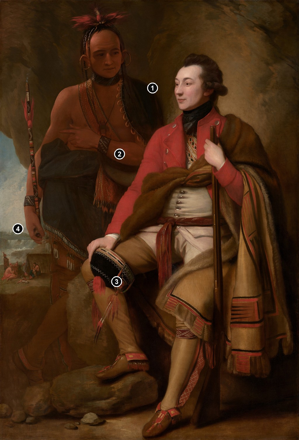 Annotated details from Johnson and Karonghyontye by Benjamin West